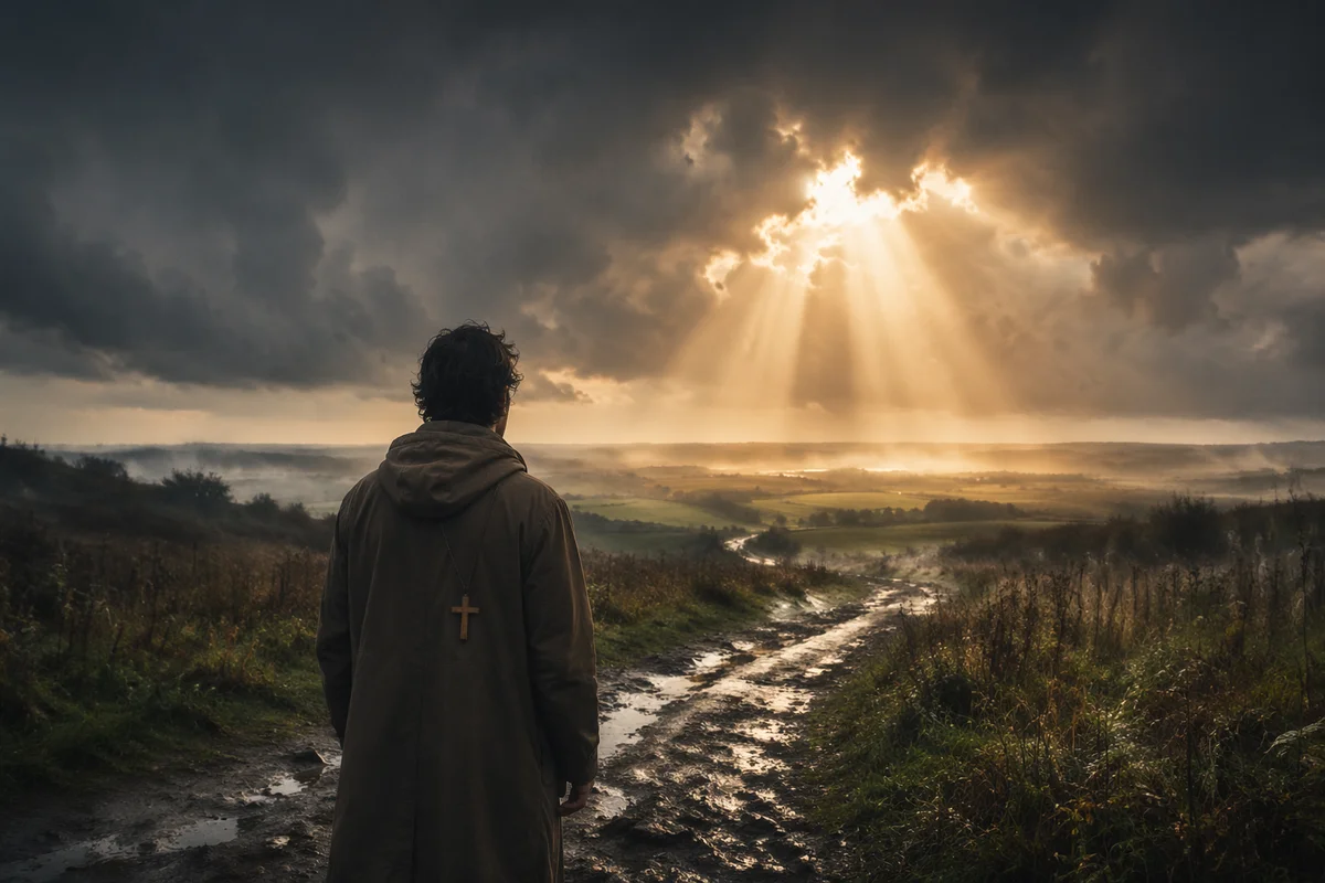 Golden Sunlight Breaking Through Storm Clouds