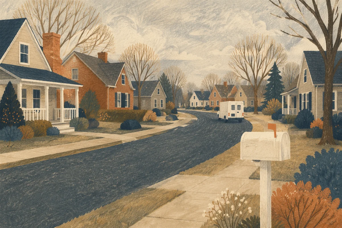 Quiet Suburban Mailbox on Winter Street