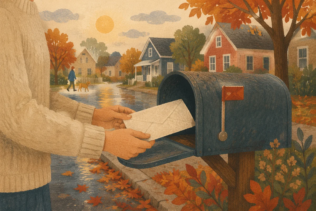 Quiet Suburban Mailbox on Autumn Morning