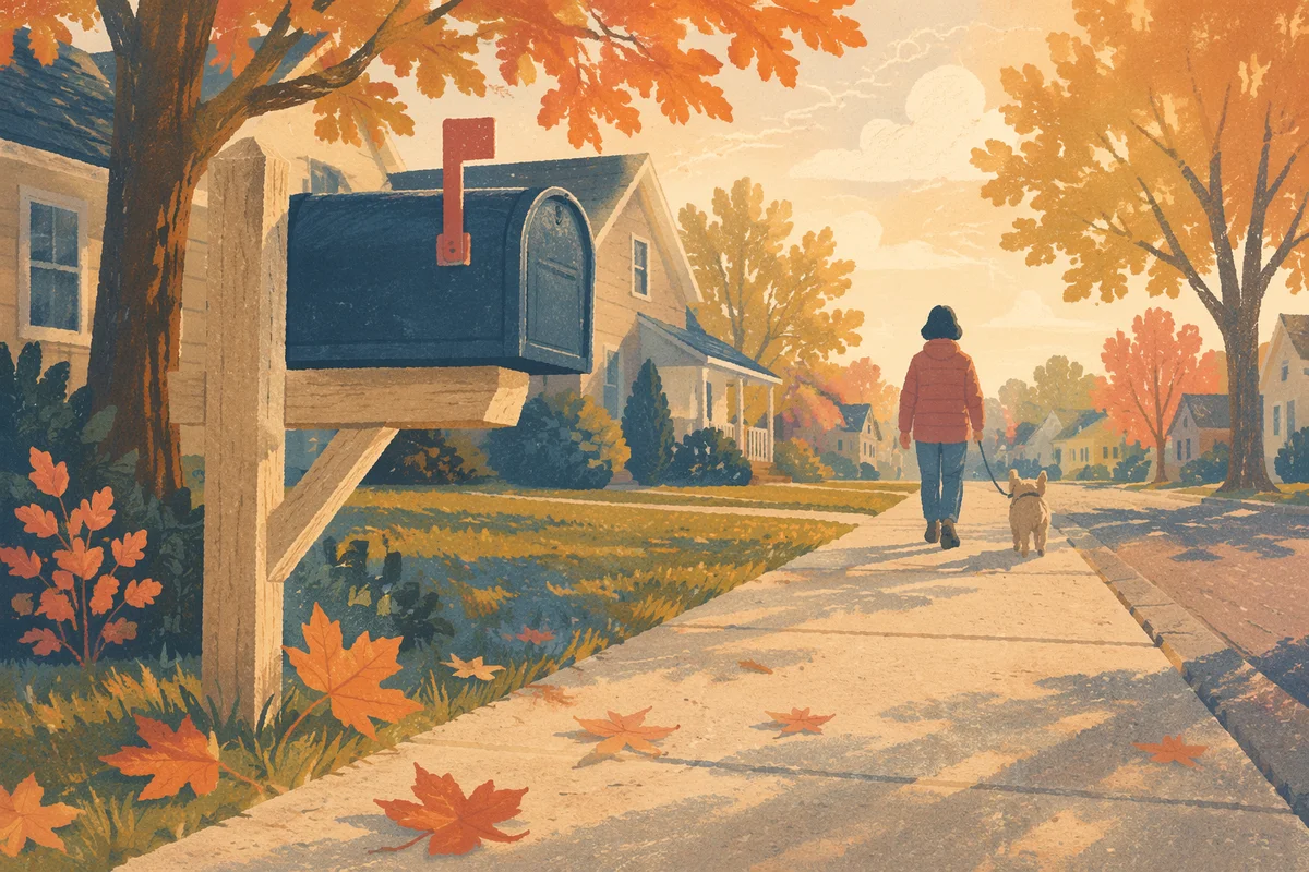 Autumn Mailbox on Quiet Suburban Street