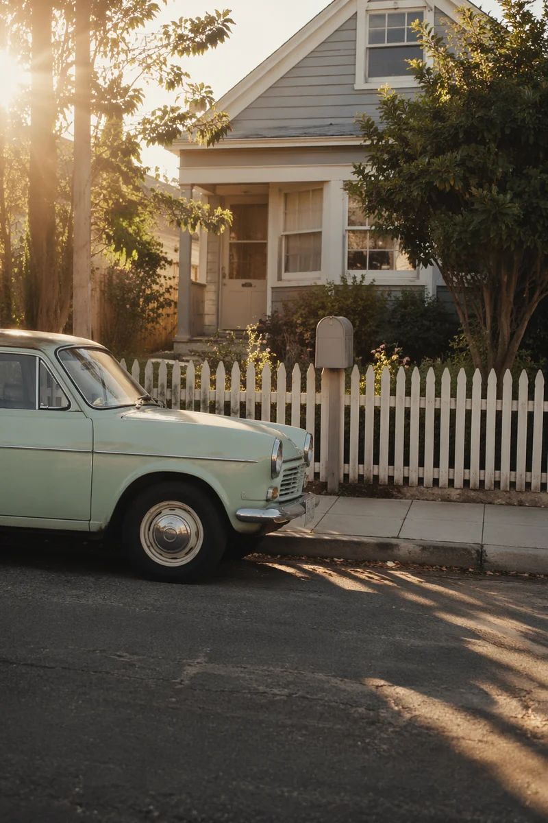 Quiet Suburban Mailbox at Golden Hour