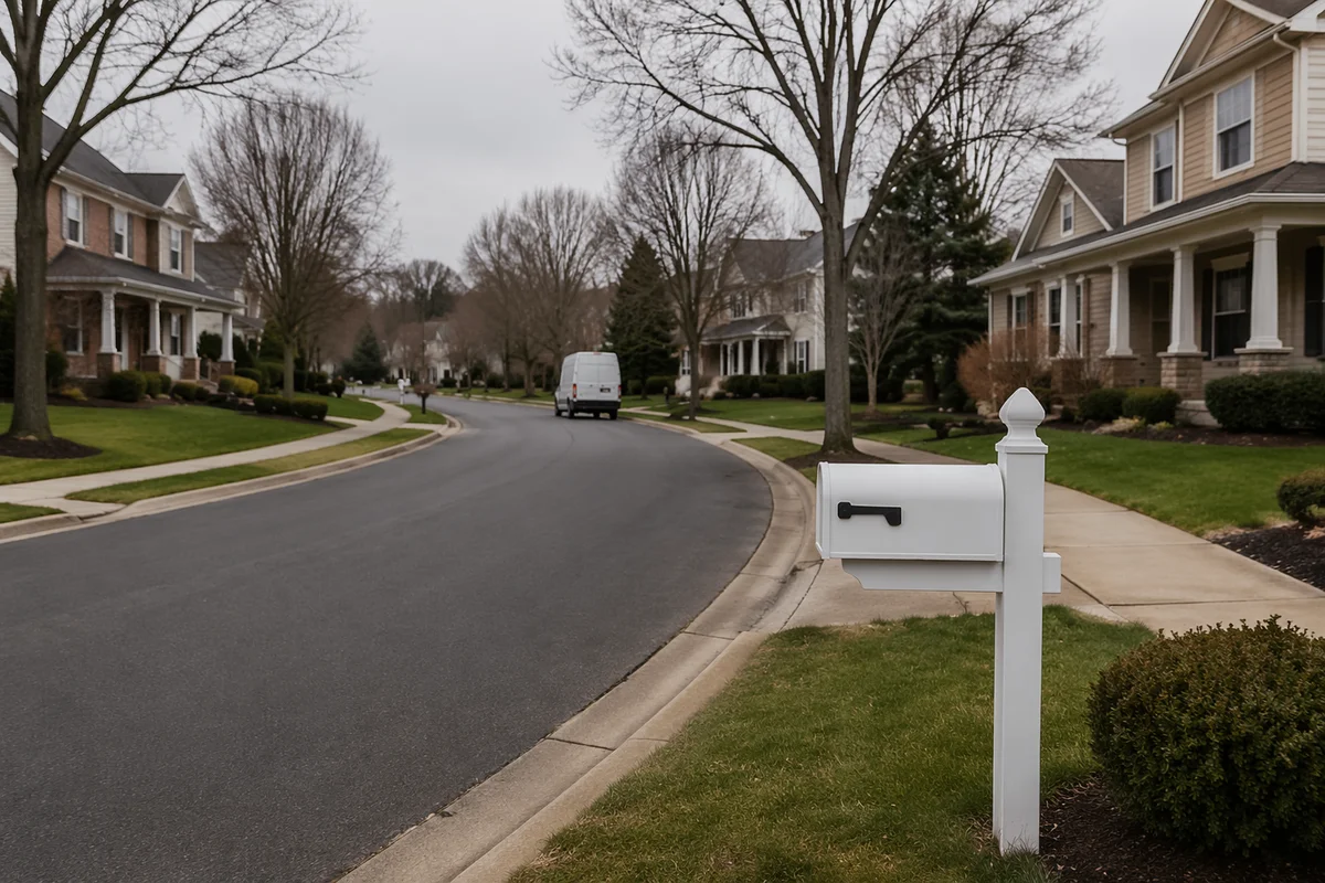 White Mailbox on Quiet Suburban Street
