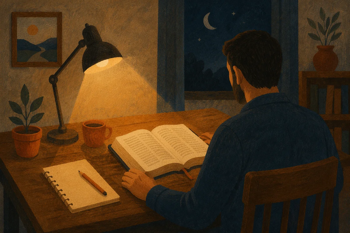 Quiet Night Bible Reading by Lamplight