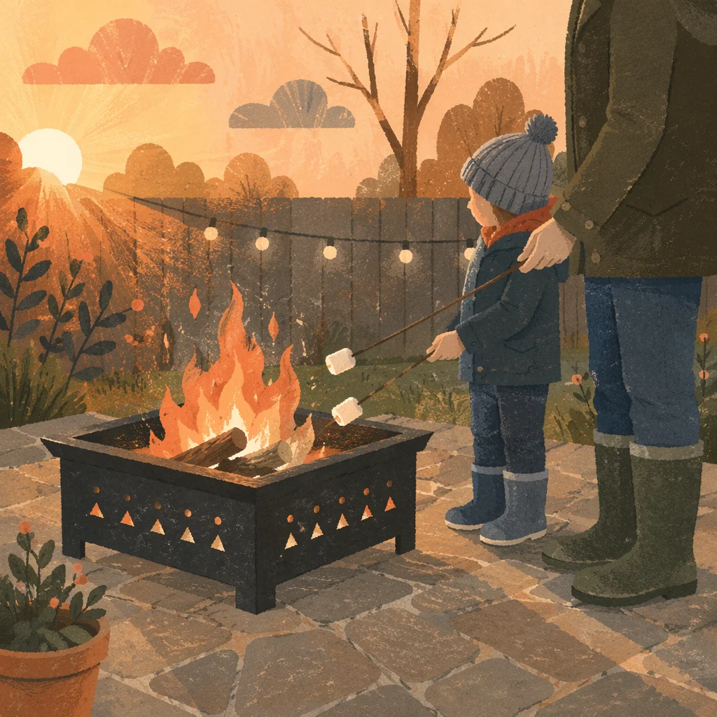Cozy Marshmallow Roasting by Backyard Campfire