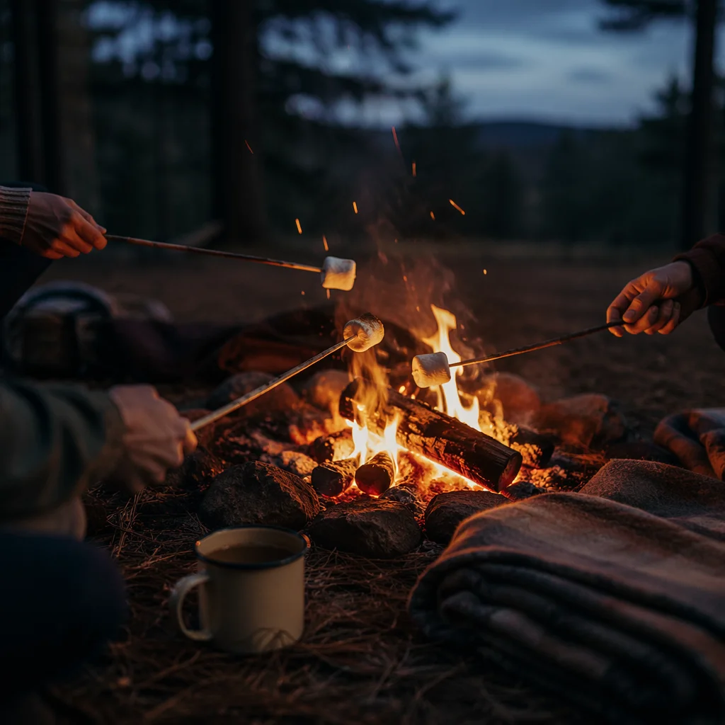 Marshmallows Roasting by Cozy Twilight Campfire