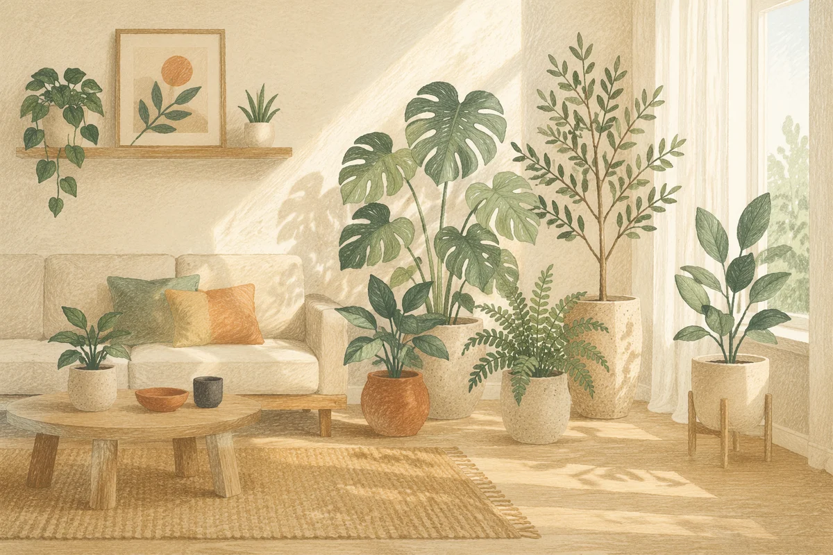 Minimalist Living Room with Indoor Plants