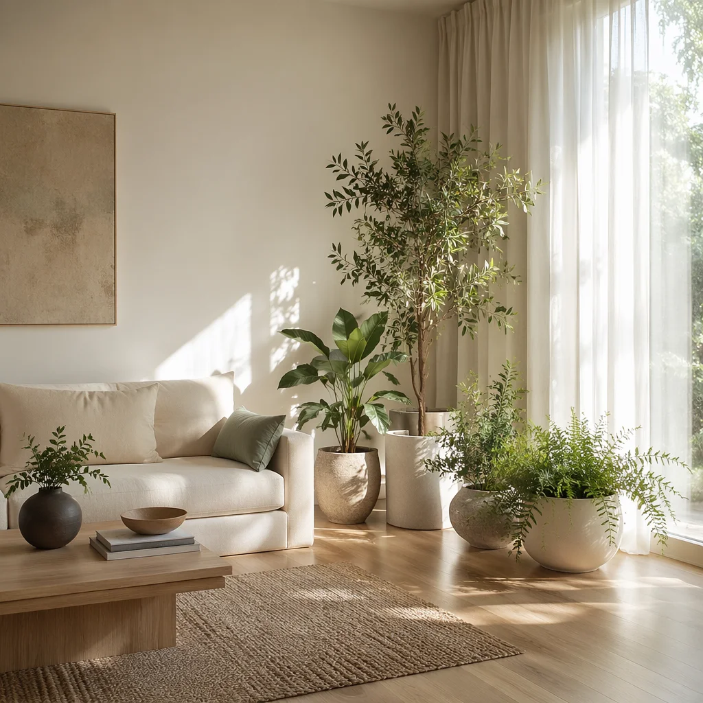 Minimalist Living Room with Indoor Plants
