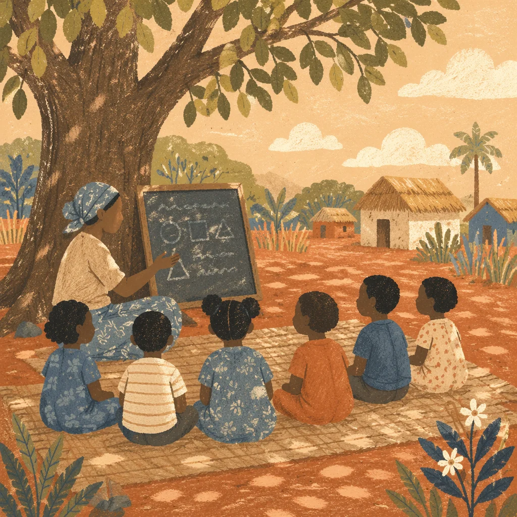 Missionary Teaching Children Beneath Acacia Tree