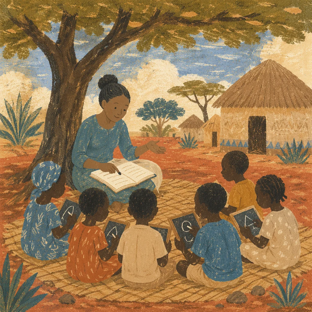 Missionary Teaching Children Beneath Acacia Tree
