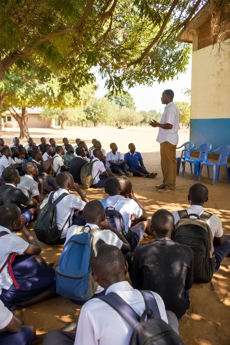 Outdoor Class Under Trees in Africa