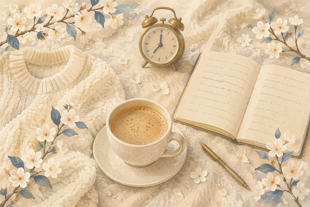 Peaceful Morning Coffee Journal Flat Lay