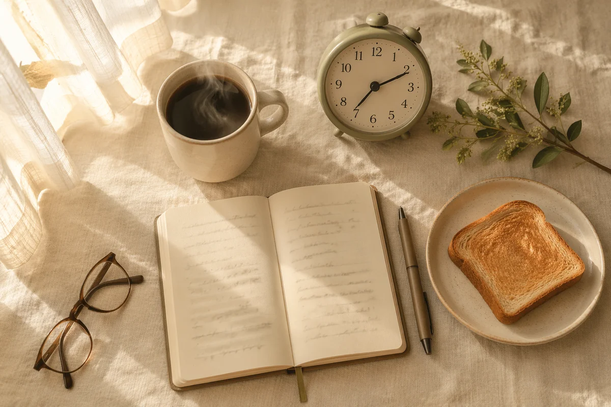 Peaceful Morning Routine Flat Lay Scene