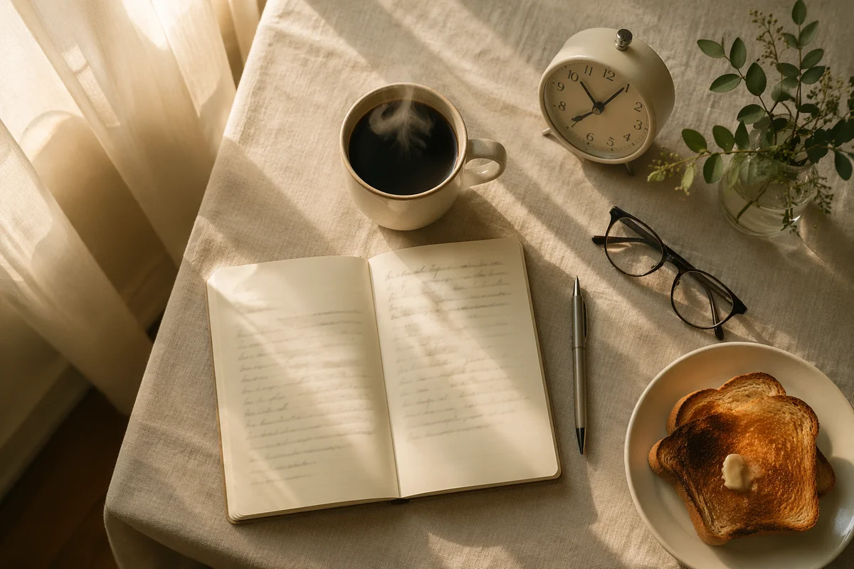 Peaceful Morning Routine Flat Lay Scene