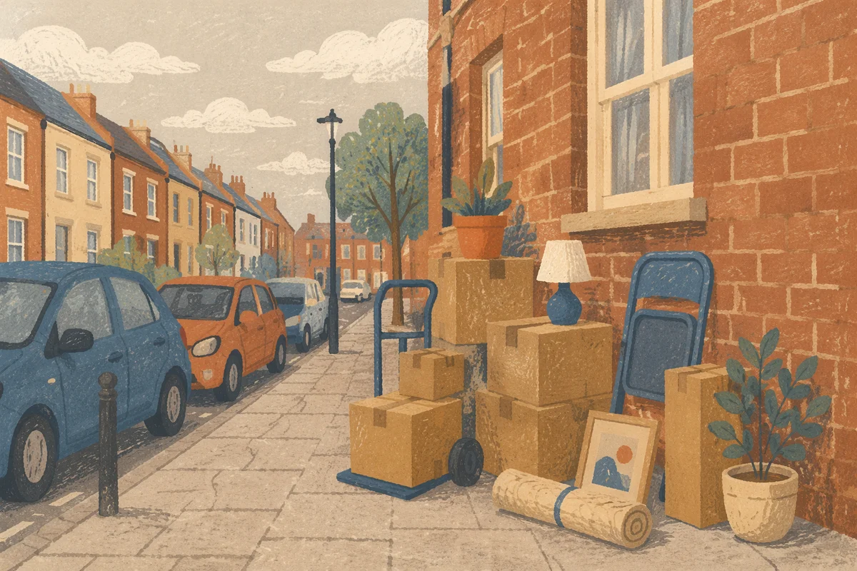 Moving Boxes Outside New Urban Home