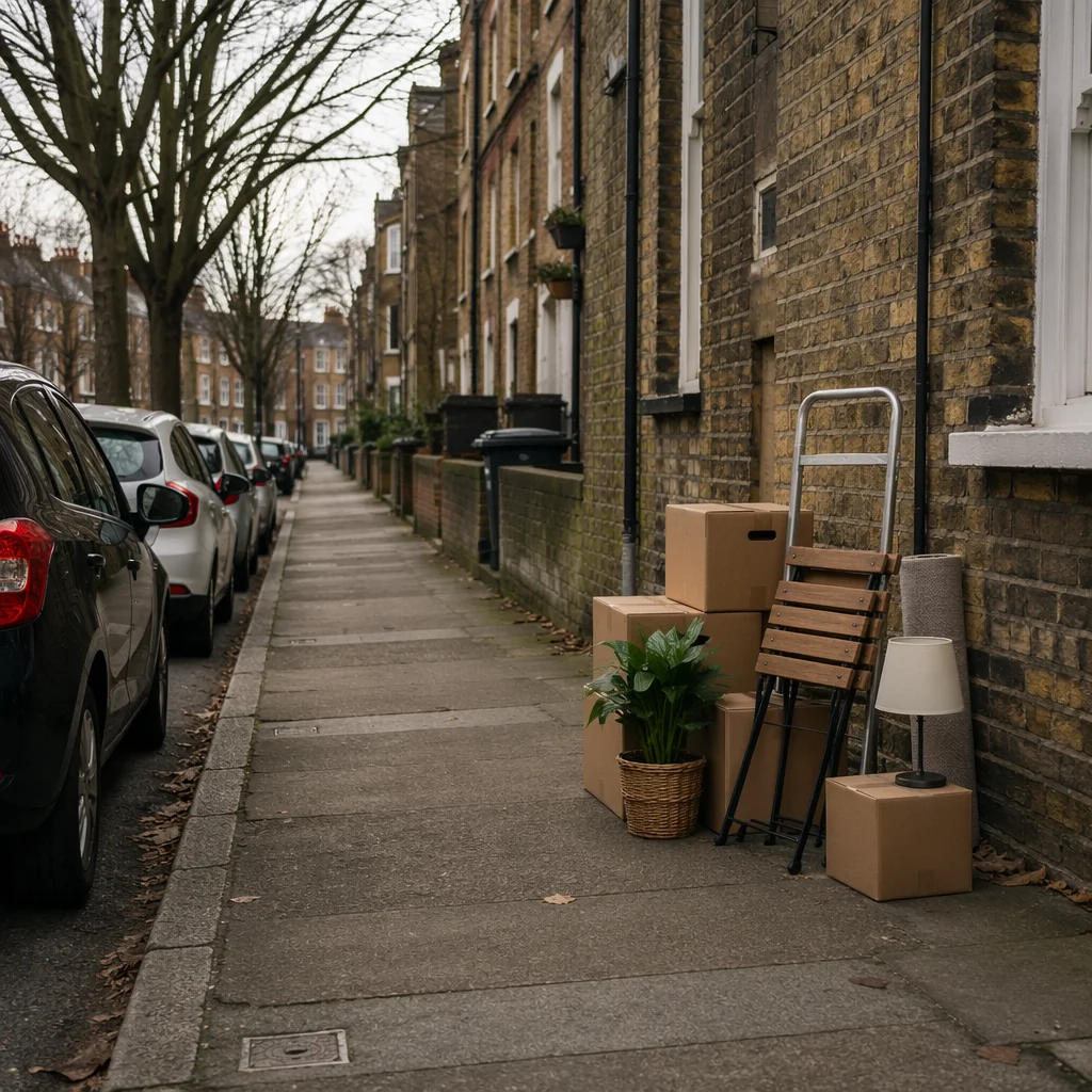 Moving Boxes Outside New Urban Home