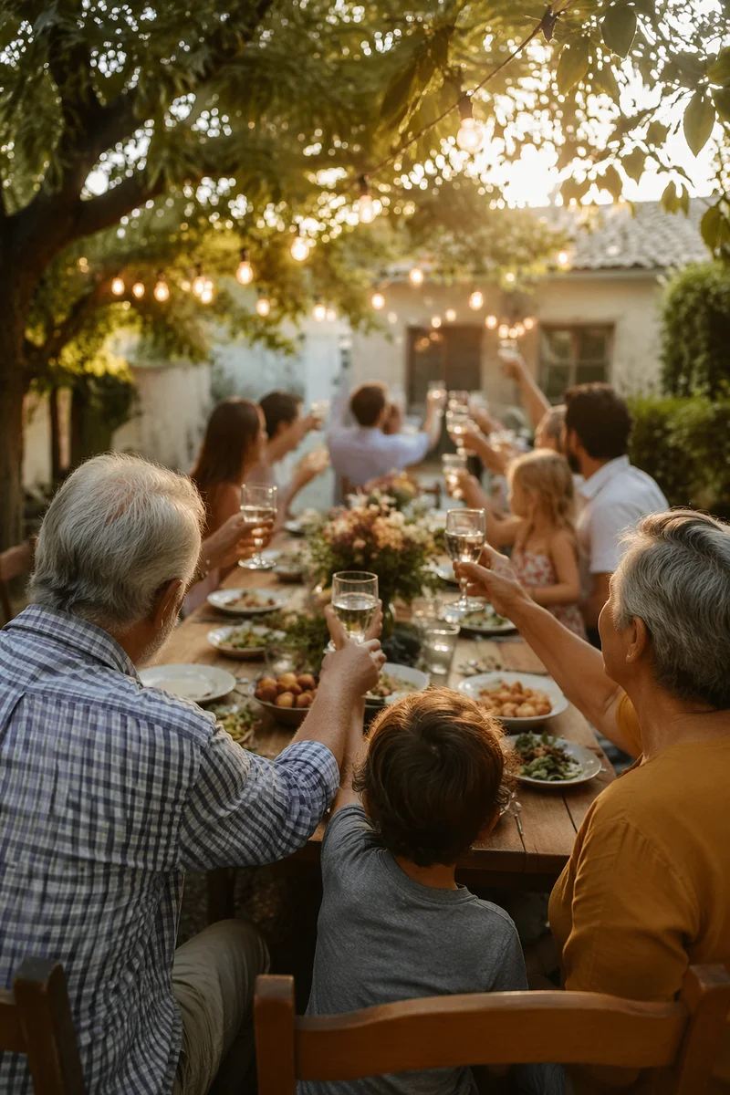 Golden Hour Multigenerational Family Backyard Celebration