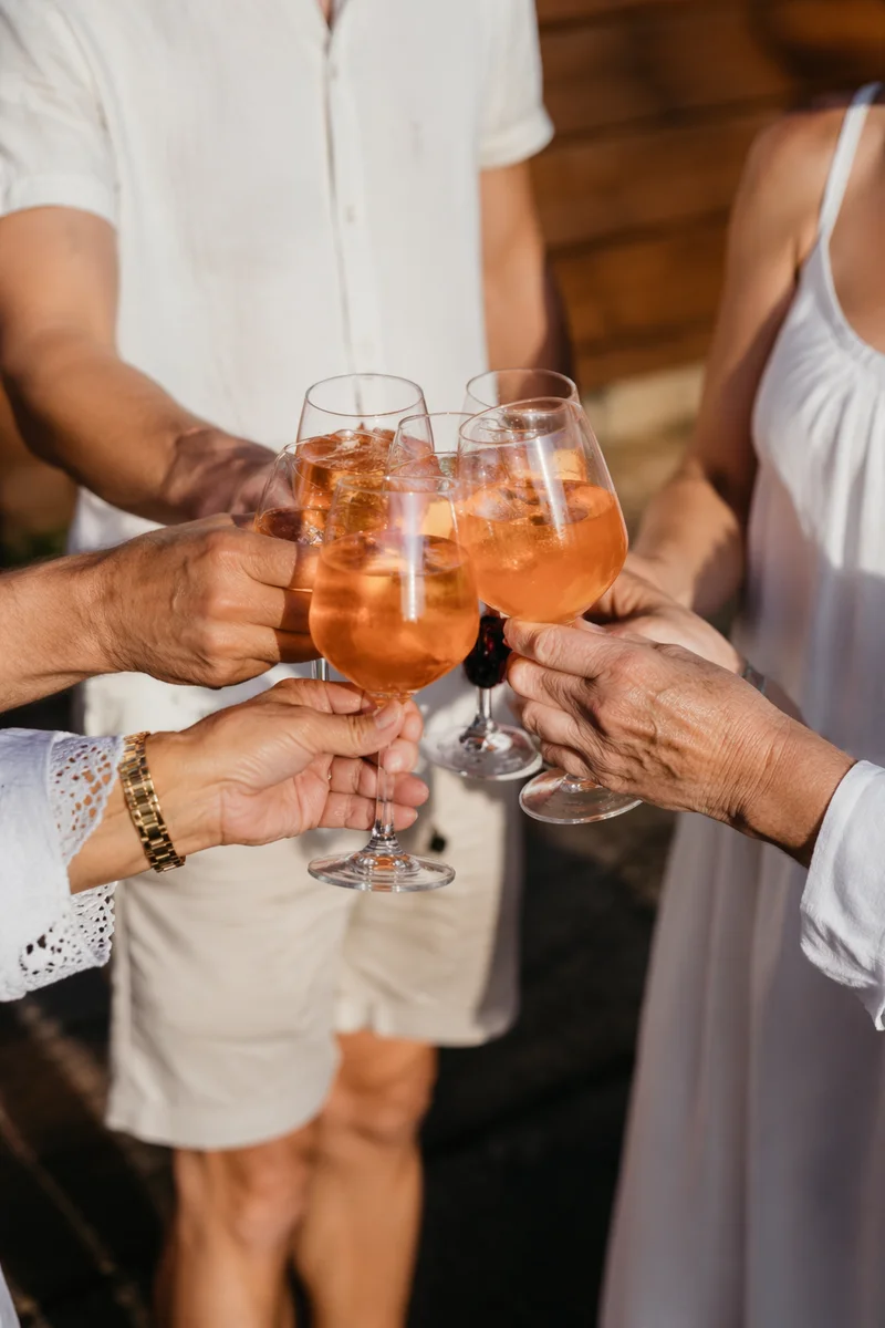 Multigenerational Family Toast on Sunny Patio