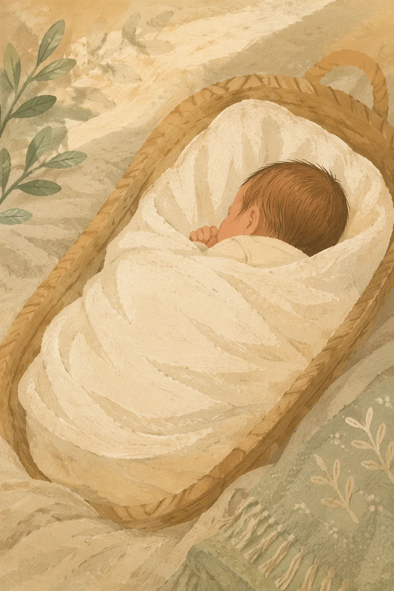 Peaceful Newborn Sleeping in Cream Blanket