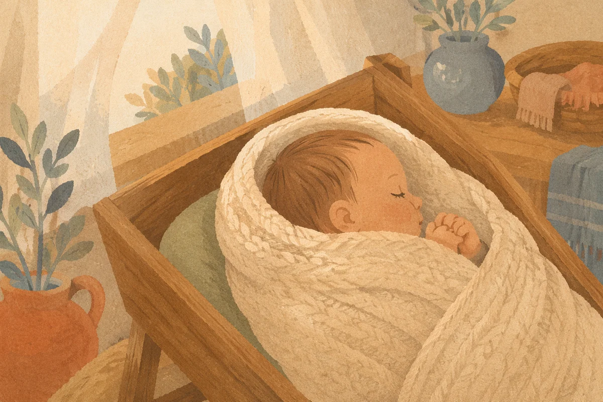 Peaceful Newborn Sleeping in Cream Blanket