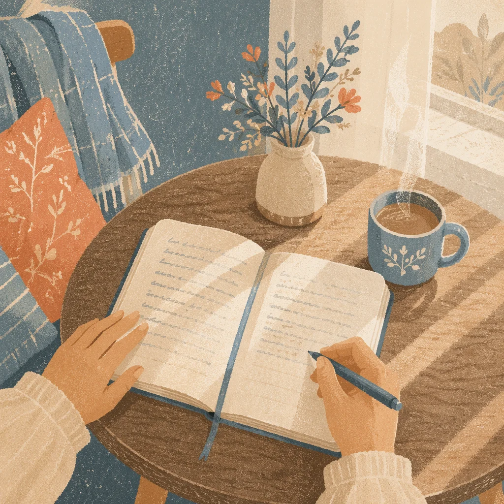 Morning Scripture Reflections in Open Notebook