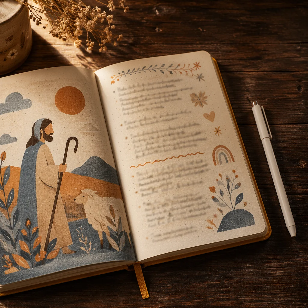 Cozy Scripture Notebook on Rustic Table