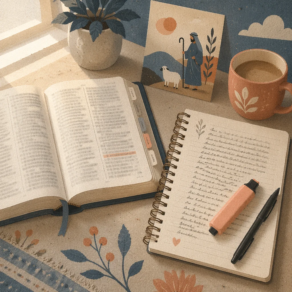 Morning Scripture Notes on Dark Tabletop