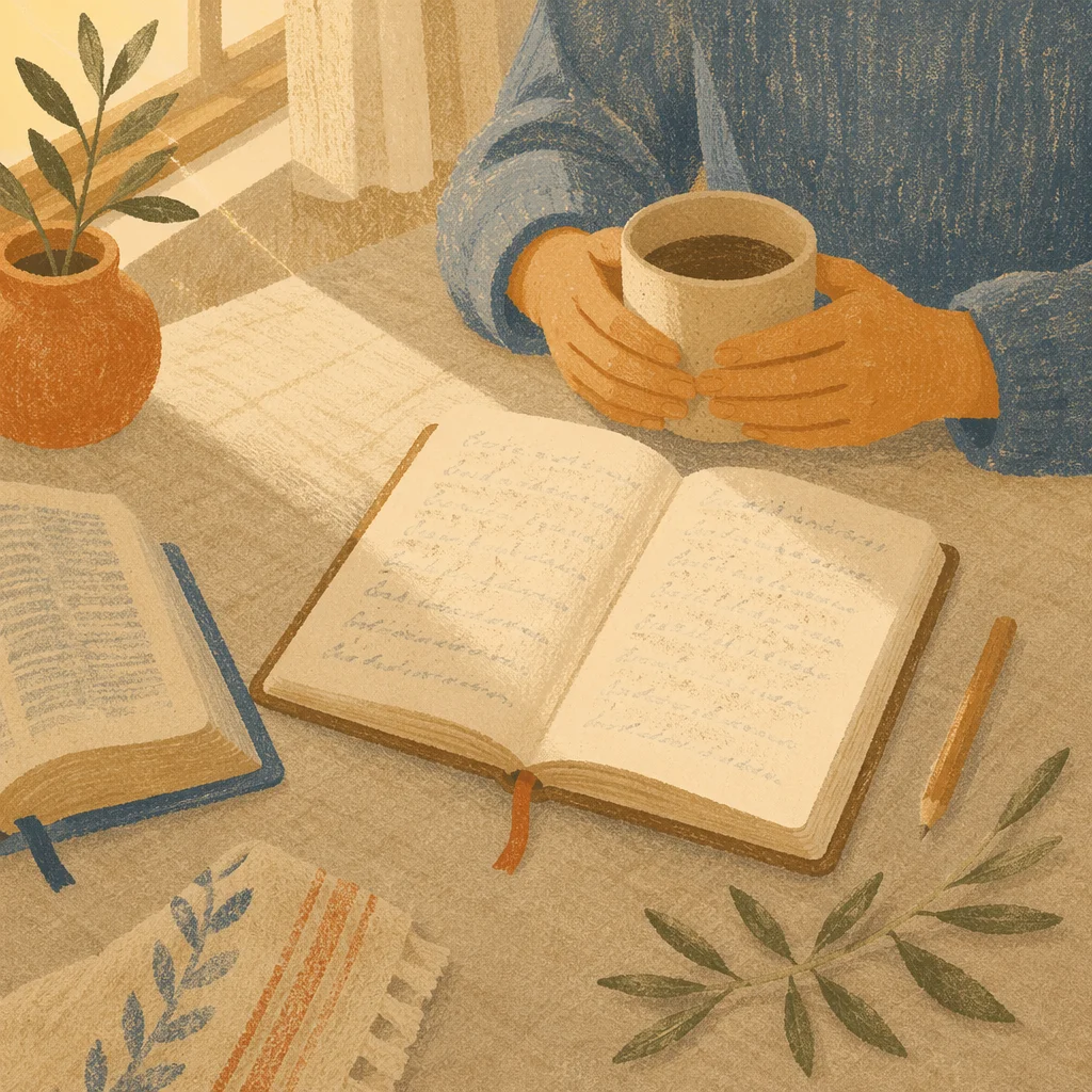 Morning Scripture Notes Beside Coffee Mug