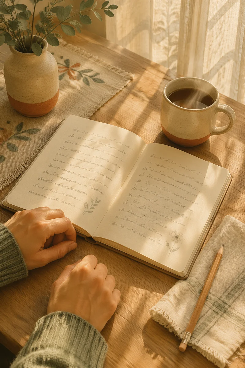 Open Notebook with Scripture Notes Morning Light