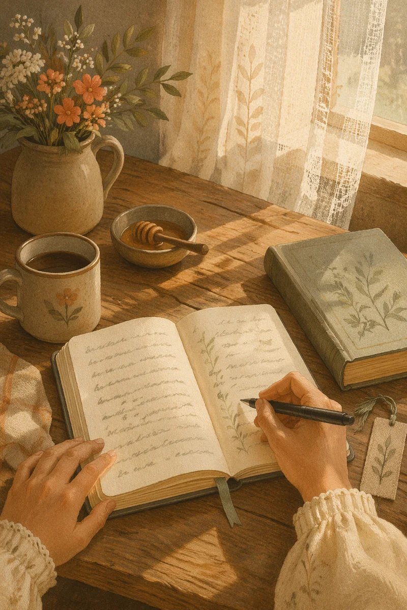 Morning Scripture Notebook on Rustic Table