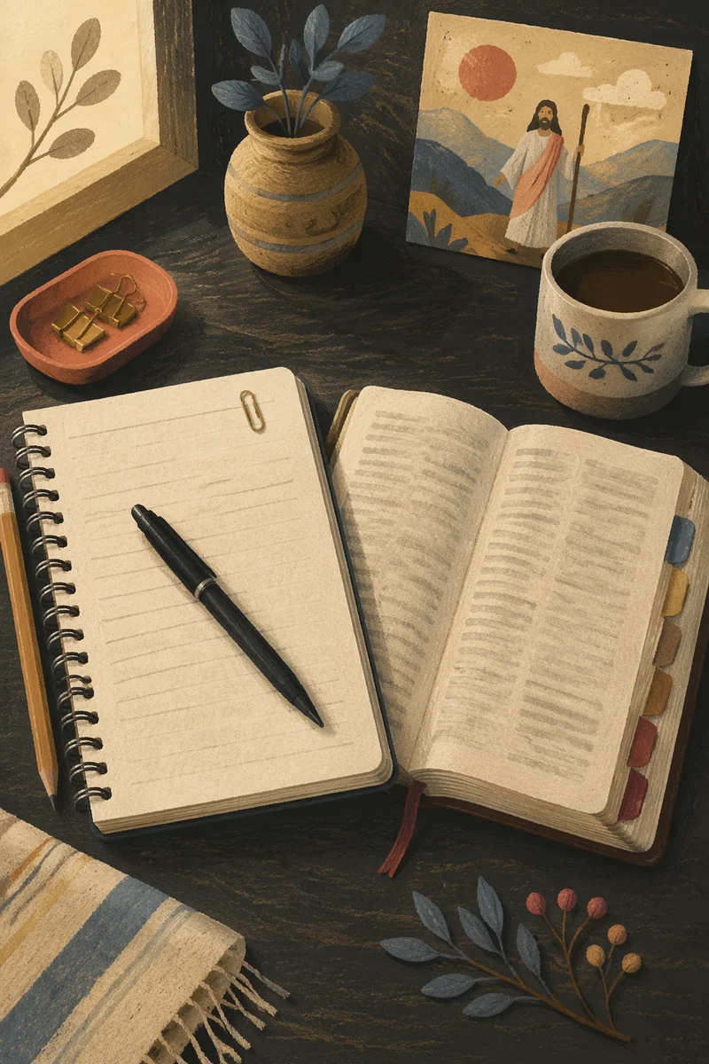 Open Notebook and Scripture Study Desk