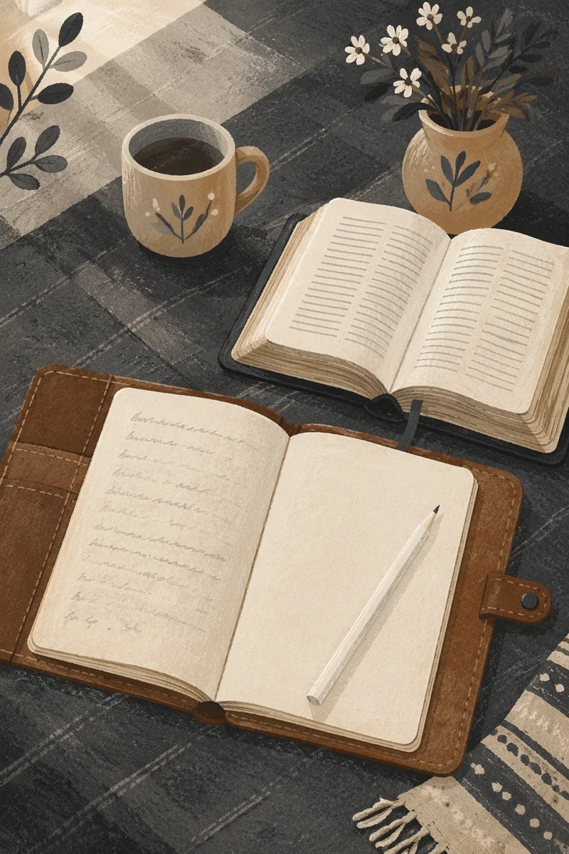 Open Notebook with Handwritten Scripture Notes