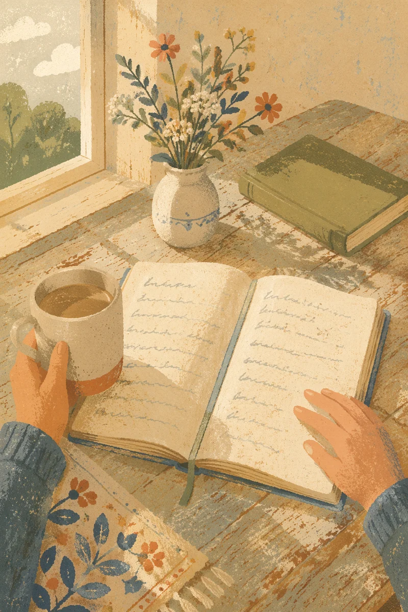 Quiet Morning Scripture Notebook on Kitchen Table