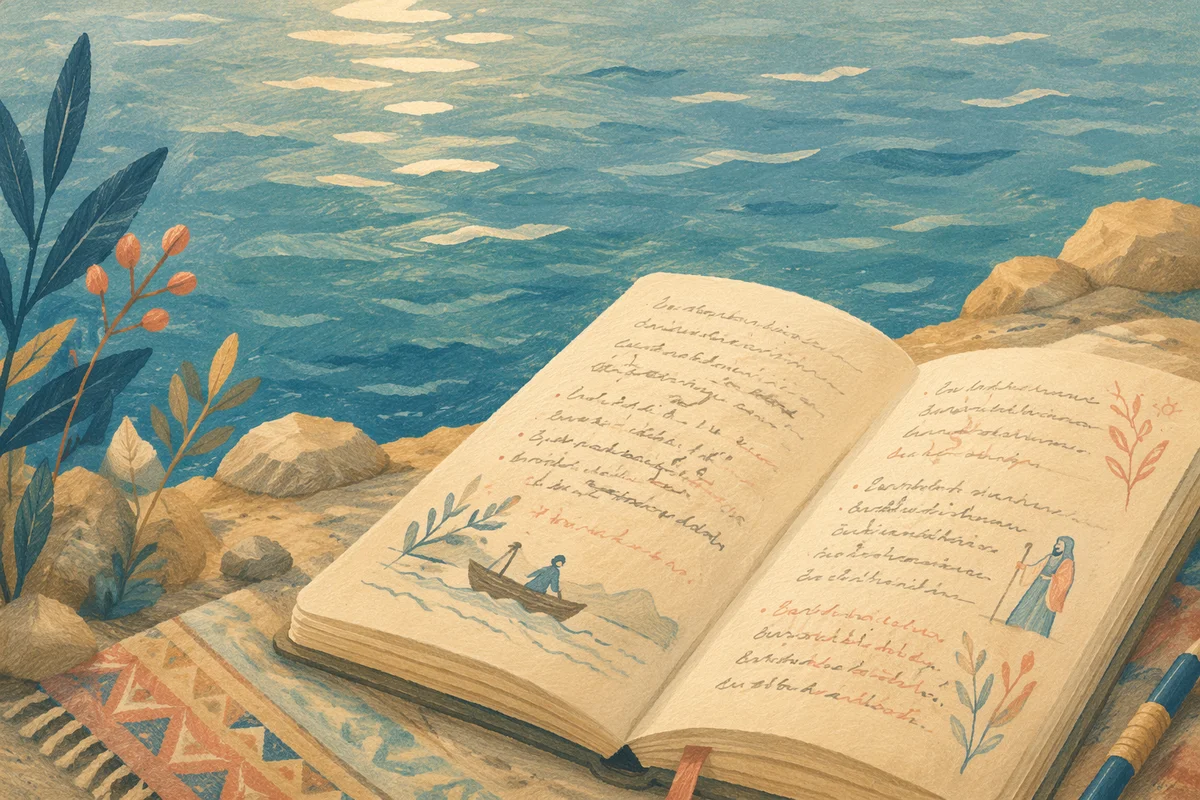 Open Notebook with Blurred Scripture Notes