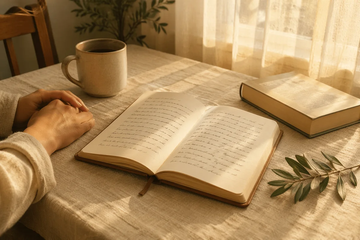 Open Notebook with Morning Scripture Notes