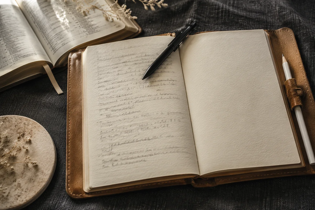 Open Journal with Handwritten Scripture Notes