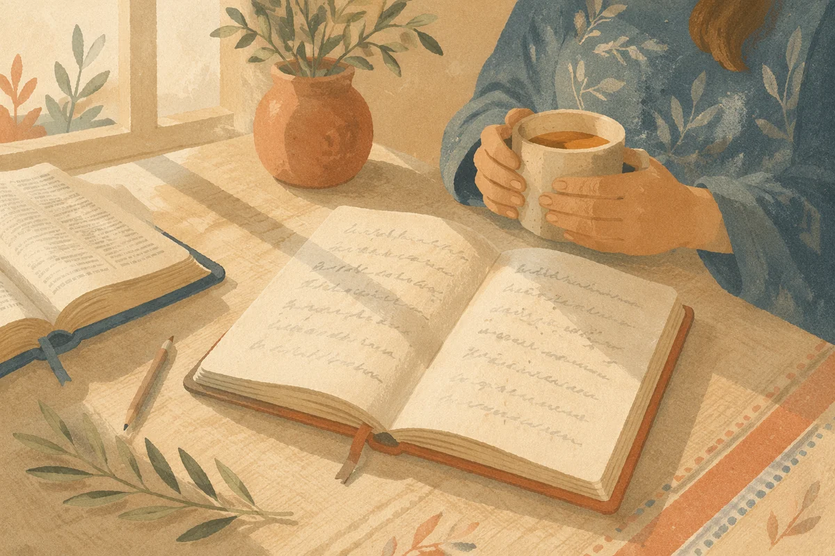 Morning Scripture Notebook on Kitchen Table