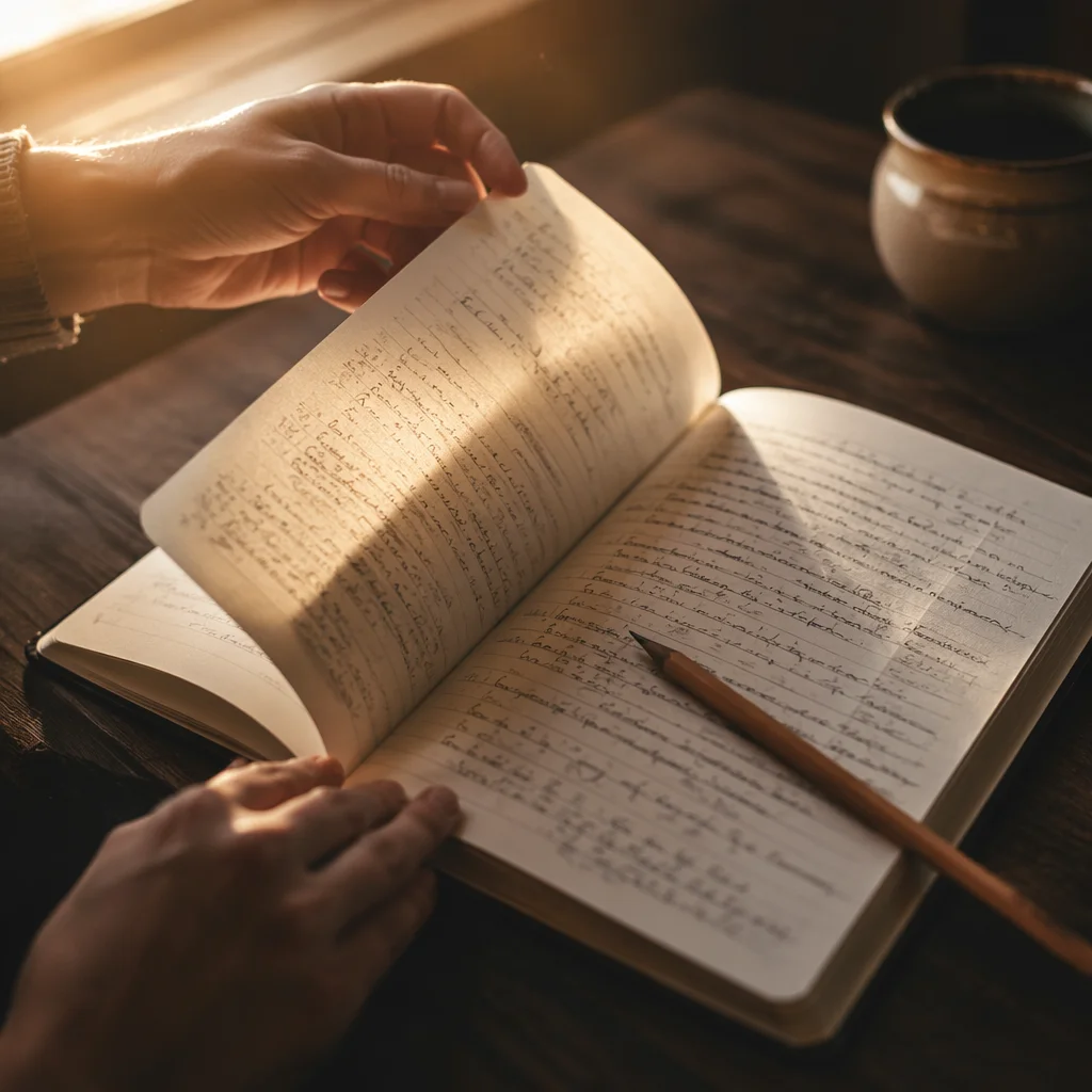Open Notebook With Handwritten Scripture Reflections