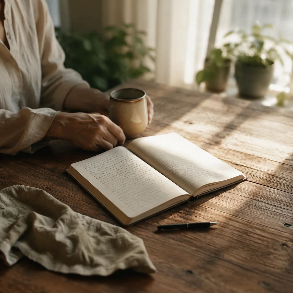 Morning Scripture Reflections in Open Notebook