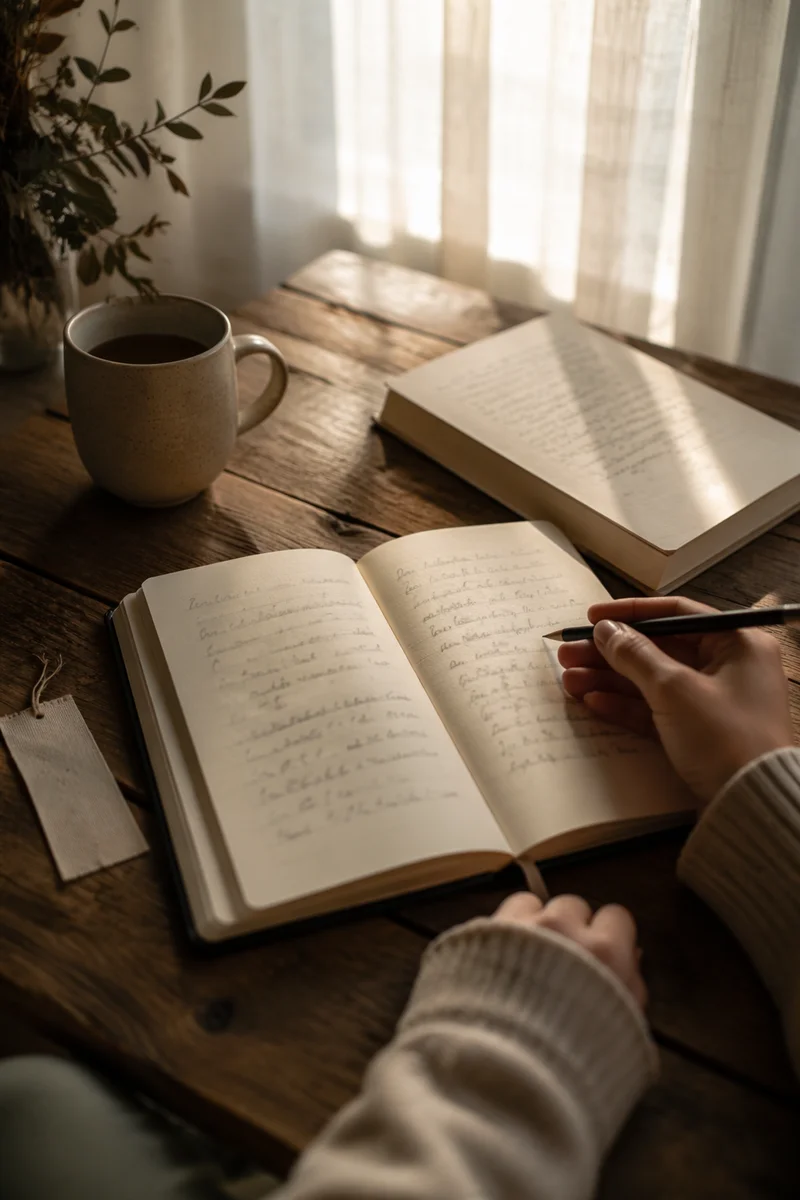 Morning Scripture Notes on Rustic Table