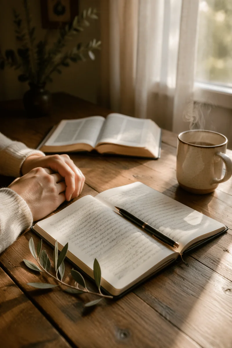 Morning Scripture Notes on Oak Table