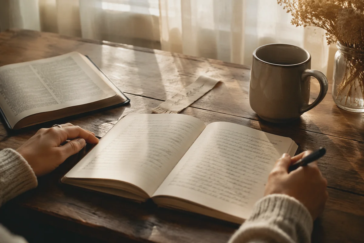 Open Notebook on Rustic Kitchen Table