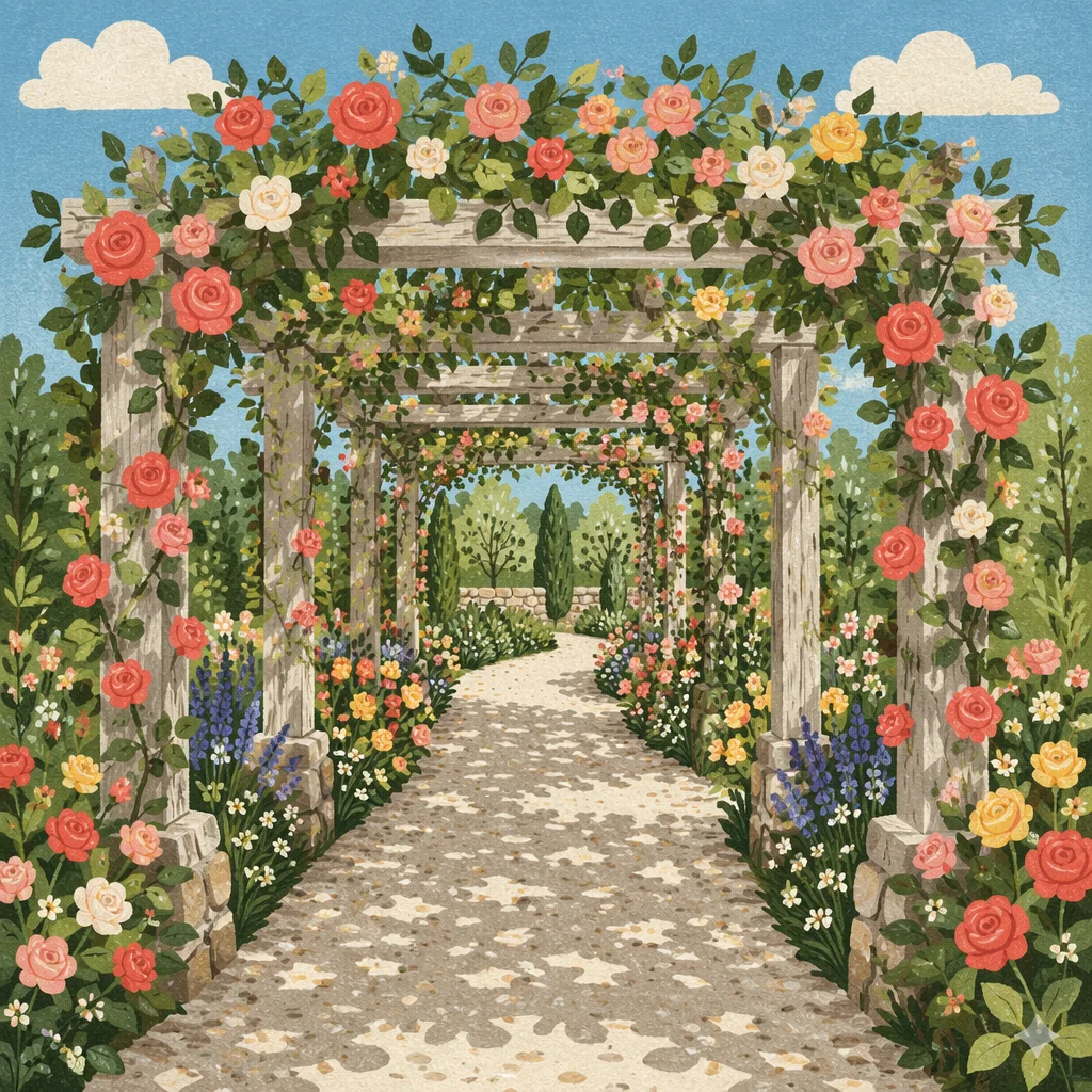 Sunny Garden Wedding Arch with Roses