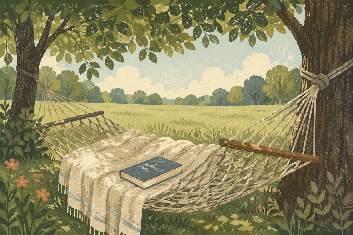 Peaceful Hammock Reading Under Shade Trees