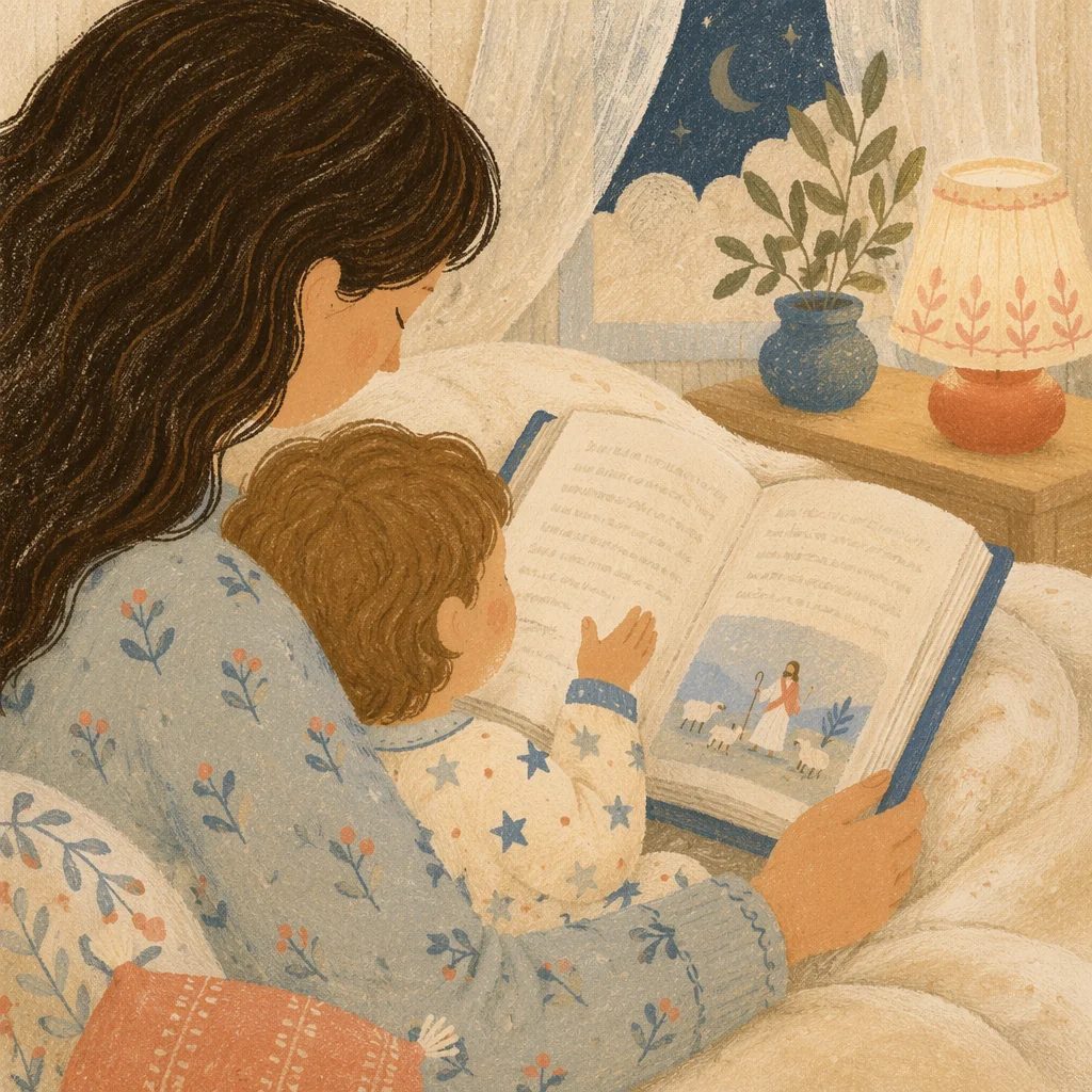 Bedtime Bible Reading with Parent and Child