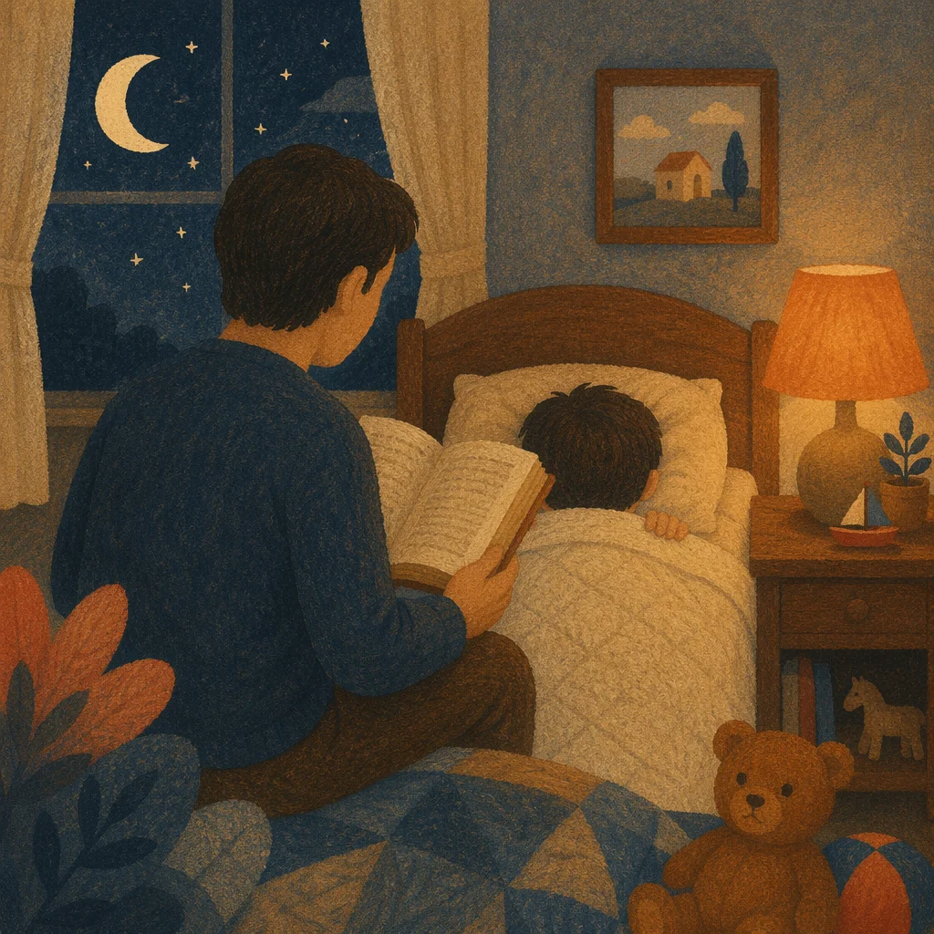 Parent Reading Bible at Child Bedtime