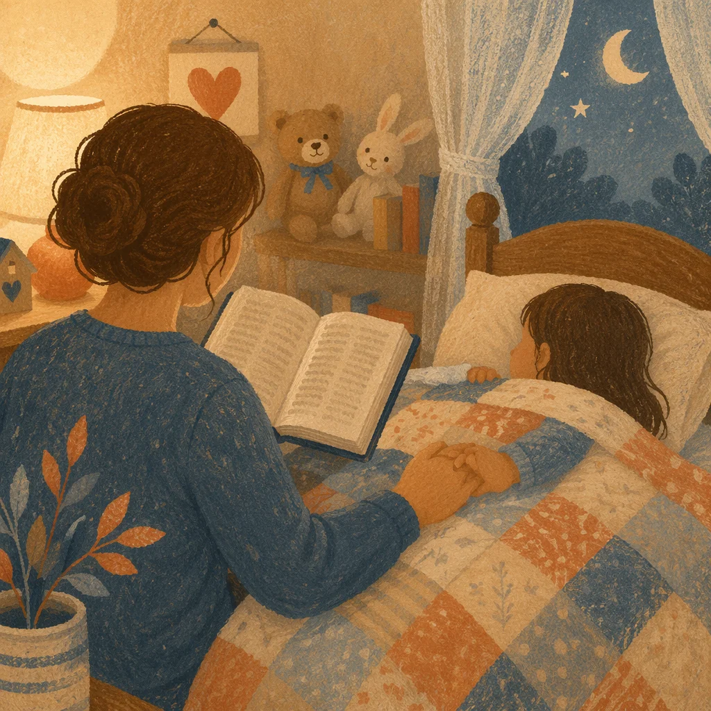 Parent Reading Bible at Child Bedtime