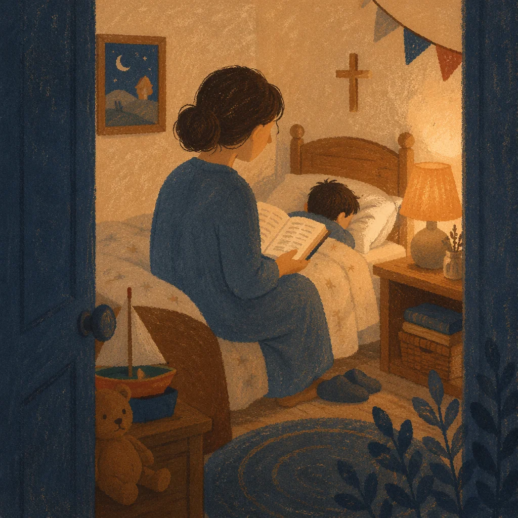 Bedtime Bible Reading with Parent and Child