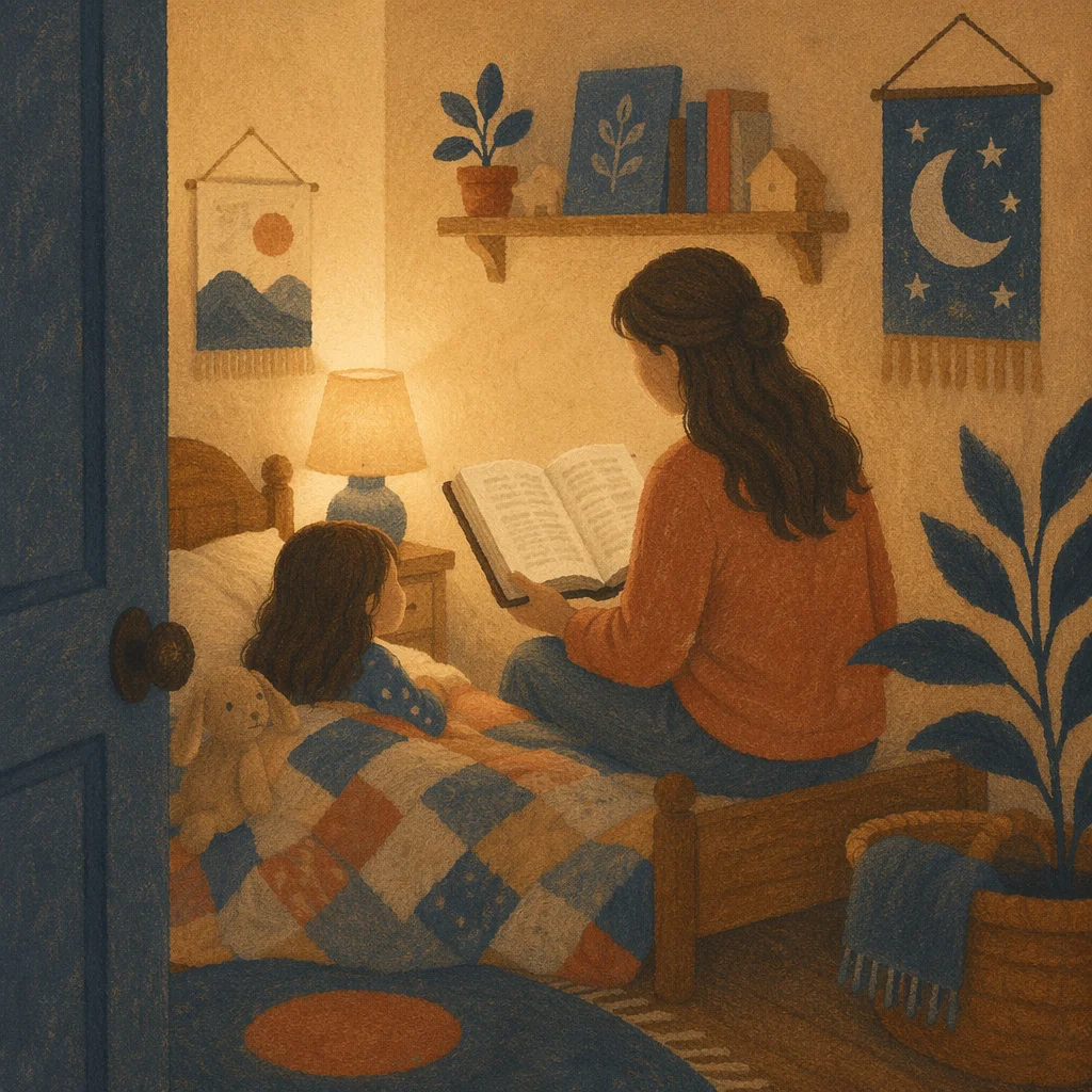 Parent Reading Bible at Bedtime