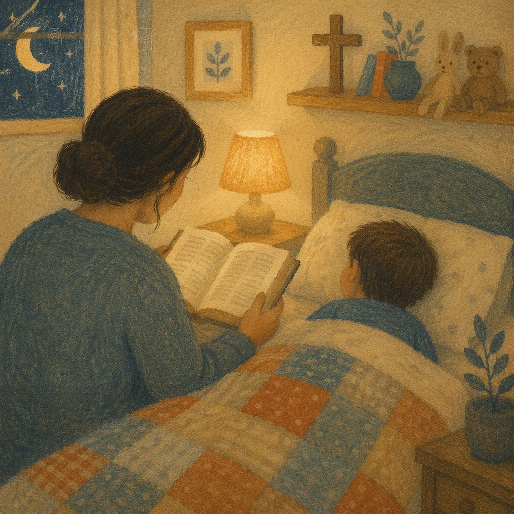 Parent Reading Bible at Bedtime