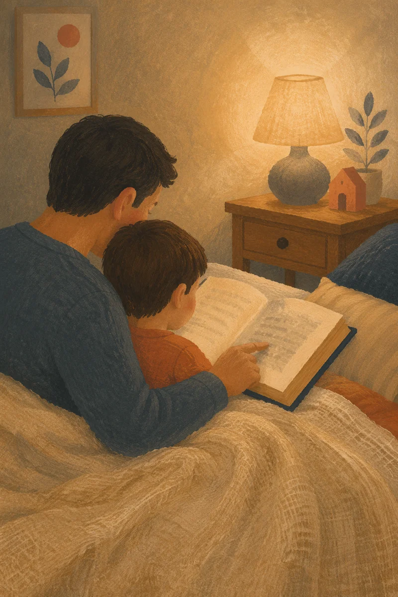 Parent Reading Bible at Child Bedtime